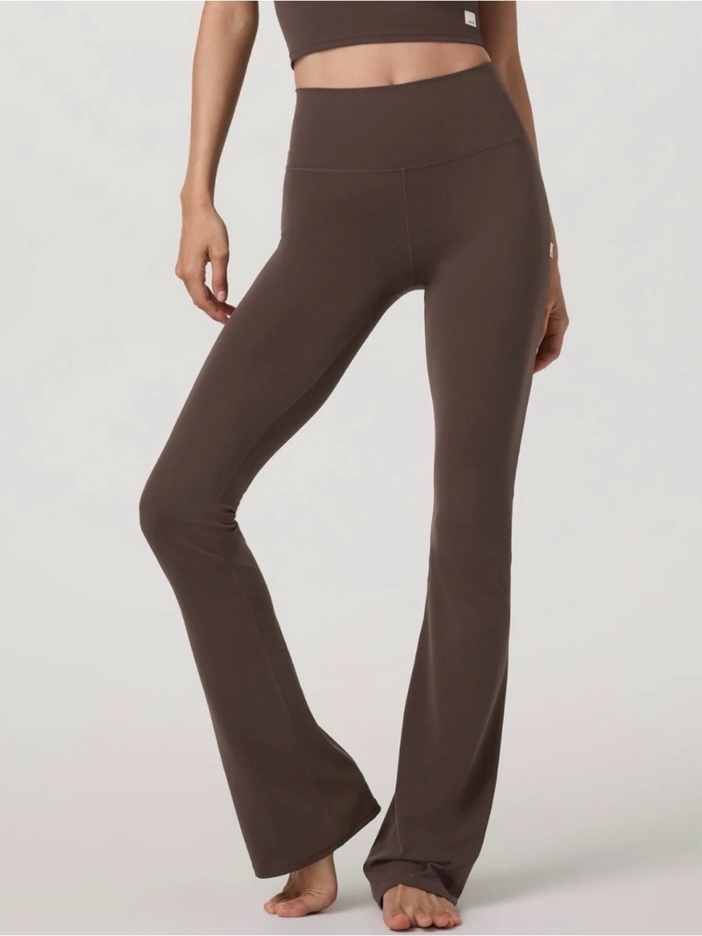 High-Rise Flared Active Pants in Dark Brown